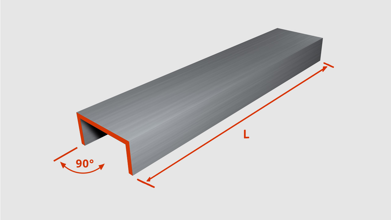 U-Profil Stahl schwarz Länge 1250mm 30x30x2mm rundkantig 